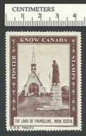 B68-15 CANADA Know Canada Series 1938 Nova Scotia Evangeline MHR - Werbemarken (Vignetten)