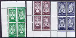 Ireland 1940-68 Wmk E St. Patrick 2/6d, 5s, 10s, White Paper Dark Colours Corner Blocks Of 4 Mint Unmounted - Unused Stamps