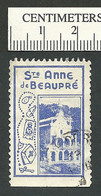 B68-41 CANADA Sainte Anne De Beaupré Church Stamp 5a Blue Used - Vignettes Locales Et Privées