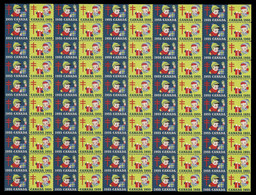 B69-14 CANADA Christmas Seals Pair 1955 MNH Sheet Of 100 Children & Gifts - Werbemarken (Vignetten)