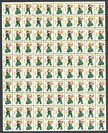 B69-15 CANADA 1956 Christmas Seals Sheet Of 100 MNH Children Holding Cross - Werbemarken (Vignetten)