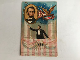 USA Abraham Lincoln American President 1809 - 1909 Ford's Theatre Washington Civil War 1861 - 1865 American Flag Litho - Présidents