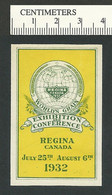 C10-47 CANADA 1932 Regina World’s Grain Exhibiton Yellow MHR - Viñetas Locales Y Privadas