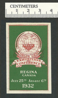 C10-48 CANADA 1932 Regina World’s Grain Exhibiton Green MHR - Werbemarken (Vignetten)