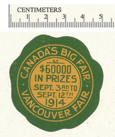 C10-51 CANADA 1914 Vancouver Canada's Big Fair Poster Stamp MHR - Local, Strike, Seals & Cinderellas