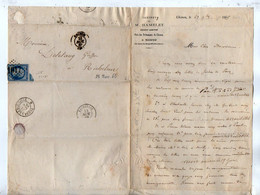 TB 3313 - 1865 - LAC - Lettre - Mr M. HAMELET Expert - Arbitre Près Les Tribunaux De CHINON Pour Mr DELETANG à RICHELIEU - 1849-1876: Klassik