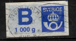 B 1000 G POSTAGE PAID LABEL ETIKETT FÜR PORTO BEZAHLT ÉTIQUETTE PORT PAYÉ SWEDEN SUEDE SCHWEDEN 1981 Mi 5 Used - Viñetas De Franqueo [ATM]