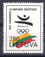 Lithuania Litauen 1992 Olympic Games Mi#498 Mint Never Hinged - Lituanie
