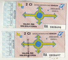 Two Railway Tickets,Venezia / Venice Italy - Europe