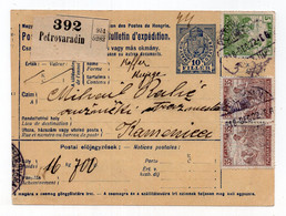 22.12.1918.  KINGDOM OF SHS,SERBIA,HUNGARY PARCEL CARD,PETROVARADIN TO KAMENICA - Entiers Postaux