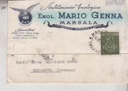 MARSALA  STORIA POSTALE  1959  STABILIMENTO ENOLOGICO M. GENNA  VINI MARSALA VERMOUTH - Marsala