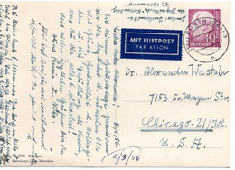 58096 - Bund - 1956 - 40Pfg Heuss I EF A LpAnsKte FUERTH -> Chicago, IL (USA) - Cartas & Documentos