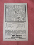 Map. Mader's Restaurant.  Milwaukee Wisconsin > Milwaukee Ref 5574 - Milwaukee