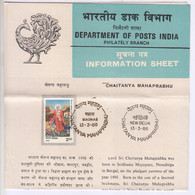 India Stamped Info.,1986, Chaitanya Mahaprabhu, Hinduism, - Hinduismo