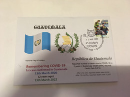 (2 H 30) (Australia) COVID-19 In Guatemala - 2nd Anniversary (cover Australian COVID-19 Heart Stamp) 13th March 2022 - Disease