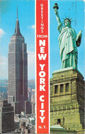 Greetings From NEW YORK CITY - Empire State Building - Statue Of Liberty - Mehransichten, Panoramakarten