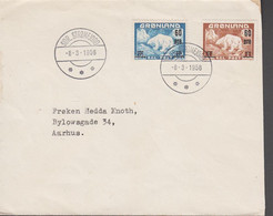 1956. GRØNLAND. Surcharge Complete Set On FDC Cancelled SDR. STRØMFJORD 8.3.1956.  (Michel 37-38) - JF518884 - Storia Postale