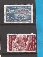 1951 666-67   JUGOSLAVIJA JUGOSLAWIEN FREIMARKEN FLUGZEUGE  SPORT FALLSCHIRMSPRING BLED SLOVENIA  USED - Paracaidismo