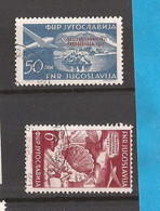 1951 666-67   JUGOSLAVIJA JUGOSLAWIEN FREIMARKEN FLUGZEUGE  SPORT FALLSCHIRMSPRING BLED SLOVENIA  USED - Fallschirmspringen