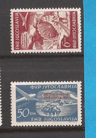 1951 666-67   JUGOSLAVIJA JUGOSLAWIEN FREIMARKEN FLUGZEUGE  SPORT FALLSCHIRMSPRING BLED SLOVENIA  MNH - Parachutespringen