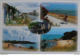 Cartes Postales ILE D'AIX   Ruelles Fleuries De Roses Trémières Promenade En Vélo - Poitou-Charentes