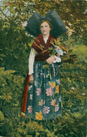 Fantaisie Folklore Patriotisme Alsace Alsacienne Costume Nœud Jeune Fille Châle Coloré Bouquet Dentelle Extérieur - Costumi