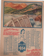 Calendrier Carton Recto-Verso/Vérification Appareils-installation Gaz/Eau Chaude Sur évier/SIRVEN Imp/1954    CAL483 - Grossformat : 1941-60