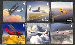 Jersey 2022 Civil Aviation 6v, Mint NH, Transport - Fokker Airplanes - Aircraft & Aviation - Flugzeuge