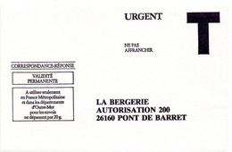 DROME - Dépt N° 26 = PONT De BARRET = CORRESPONDANCE REPONSE T  ' LA BERGERIE ' - Cartes/Enveloppes Réponse T