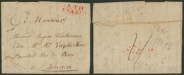 Précurseur - LAC Datée De Frasnes (1822) + Obl Linéaire Rouge ATH / FRANCO > Louvain / Manusc. "affranchie" - 1815-1830 (Holländische Periode)