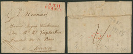 Précurseur - LAC Datée De Frasnes (1822) + Obl Linéaire Rouge ATH / FRANCO > Louvain / Manusc. "affranchie" - 1815-1830 (Dutch Period)