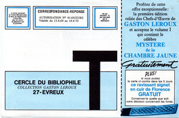 EURE - Dépt N° 27 = EVREUX 1969 = CORRESPONDANCE REPONSE T  ' CERCLE Du BIBLIOPHILE / COLLECTION GASTON LEROUX  ' - Cartes/Enveloppes Réponse T