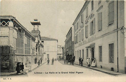 Limoux * Rue * La Halle Et Le Grand Hôtel Moderne PIGEON - Limoux