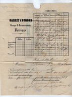 VP19.458 - 1867 - Lettre / Bordereau - Banque & Recouvrements GARRIC & BORDES à BORDEAUX Pour MAZAMET - Bank & Versicherung