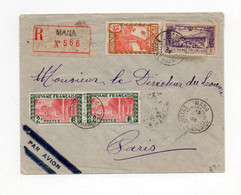 !!! GUYANE, LETTRE RECO PAR AVION DE MANA POUR PARIS DE 1938 - Cartas & Documentos