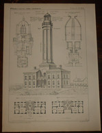 Plan Du Phare De Cross Horst Près De La Baie De Stettin En Mer Baltique. 1871. - Travaux Publics