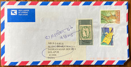 SOUTH AFRICA,2009,AIRMAIL USED COVER TO INDIA,3 STAMPS,STAMP ON STAMP,FISH,CHITAH ANIMAL. - Briefe U. Dokumente