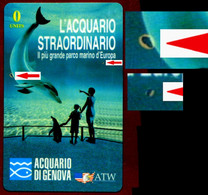 SCHEDA TELEFONICA ATW PROMOCARD ACQUARIO DI GENOVA VARIANTE FALLE ROSA - Errori & Varietà