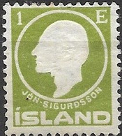 ICELAND 1911 Birth Centenary Of Jon Sigurdsson (historian And Althing Member) - Jon Sigurdsson - 1e - Green MH - Unused Stamps