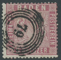 BADEN 12 O, 1861, 9 Kr. Karmin, Normale Zähnung, Pracht, Gepr. Flemming, Mi. 220.- - Baden