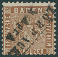 BADEN 15c O, 1862, 9 Kr. Lebhaftbraun, Feinst, Gepr. Brettl, Mi. 350.- - Baden