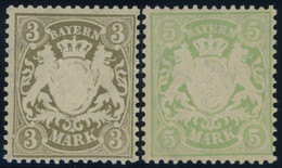 BAYERN 69/70x **, 1900, 3 Und 5 M, Mattorangeweißes Papier, Wz. 3, Postfrisch Pracht, Mi. 120.- - Bavaria
