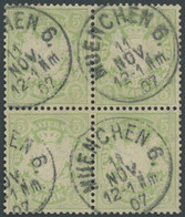 BAYERN 70x VB O, 1900, 5 M. Gelbgrün, Wz. 3, Im Viererblock, Pracht - Andere & Zonder Classificatie