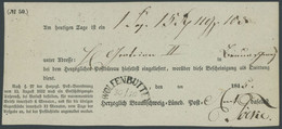 BRAUNSCHWEIG WOLFENBÜTTEL, Halbkreisstempel Auf Postschein (1845), Herzoglich Braunschweig Lüneb. Post, Pracht - [Voorlopers