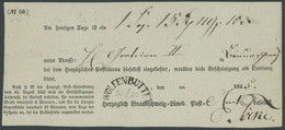 BRAUNSCHWEIG WOLFENBÜTTEL, Halbkreisstempel Auf Postschein (1845), Herzoglich Braunschweig Lüneb. Post, Pracht - Precursores