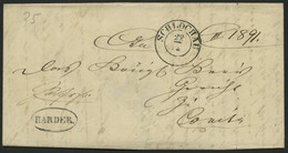 PREUSSEN SCHLOCHAU, K2 Auf Brief (1858) Mit Botenstempel HARDER, Pracht - Other & Unclassified