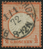 Dt. Reich 3 O, 1872, 1/2 Gr. Ziegelrot, Mit Ersttagsstempel 1.1.72, Kleine Helle Stelle Und Ein Verkürzter Zahn Sonst Pr - Gebruikt