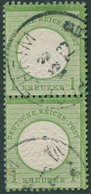 Dt. Reich 7 Paar O, 1872, 1 Kr. Gelblichgrün Im Senkrechten Paar, K1 PFORZHEIM, Pracht, Gepr. Sommer, Mi. 180.- - Gebruikt