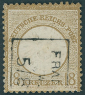 Dt. Reich 28 O, 1872, 18 Kr. Schwärzlichocker, Kleine Reparatur, Wie Pracht, Gepr. Bühler, Mi. (2800.-) - Gebruikt