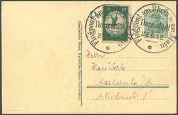 Dt. Reich III BRIEF, 1912, 30 Pf. Flugpost Am Rhein Und Main Auf 5 Pf. Germania Ganzsachenkarte Mit Sonderstempel Darmst - Andere & Zonder Classificatie